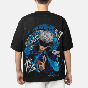 Black Oversized Anime Printed T-Shirt for Boys | 100% Cotton | JSR Print Wear