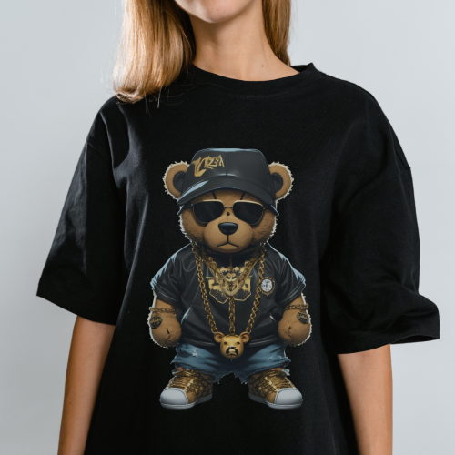 Hip Hop Bear Oversized Black T-Shirt – Streetwear Graphic Tee India